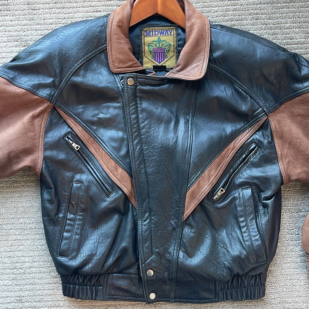 Vintage Midway Leather Bomber-style Jacket (Mens Large)
